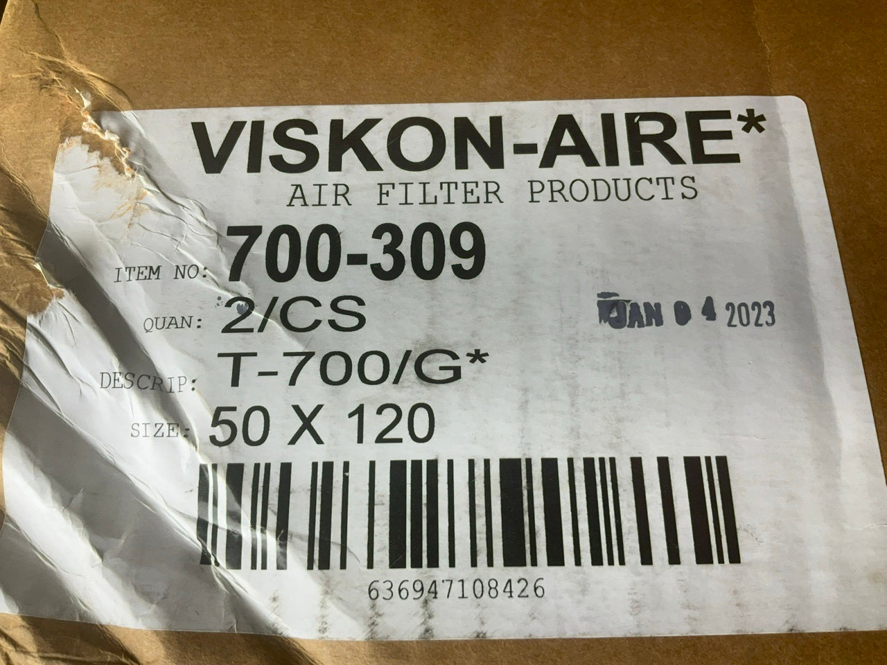 Viskon-Aire 700-309 50'' X 120'' Ceiling Media T-700/Gram  Paint Booth Filter