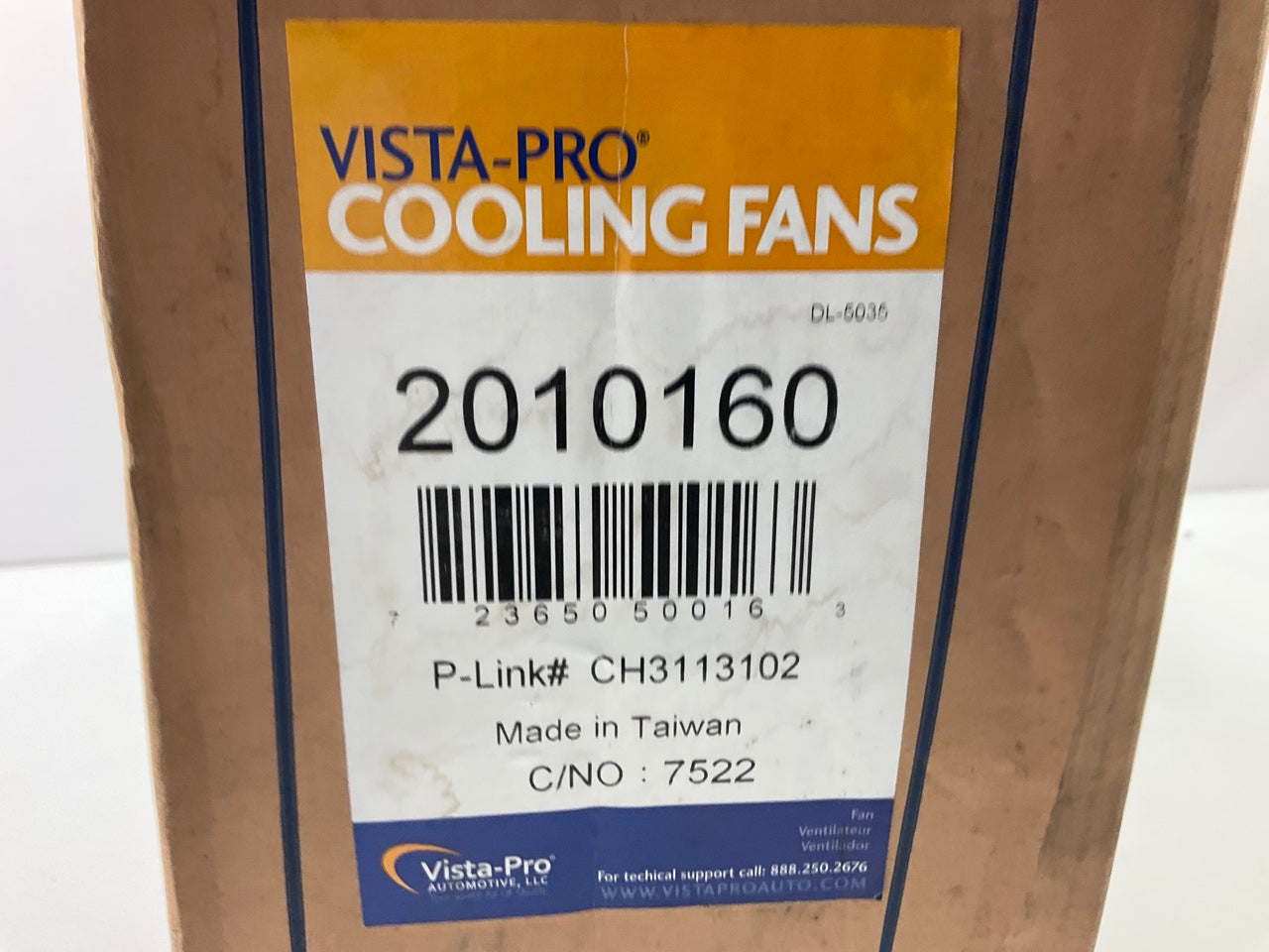 Vista Pro 2010160 A/C Condenser Cooling Fan, RIGHT PASSENGERS SIDE