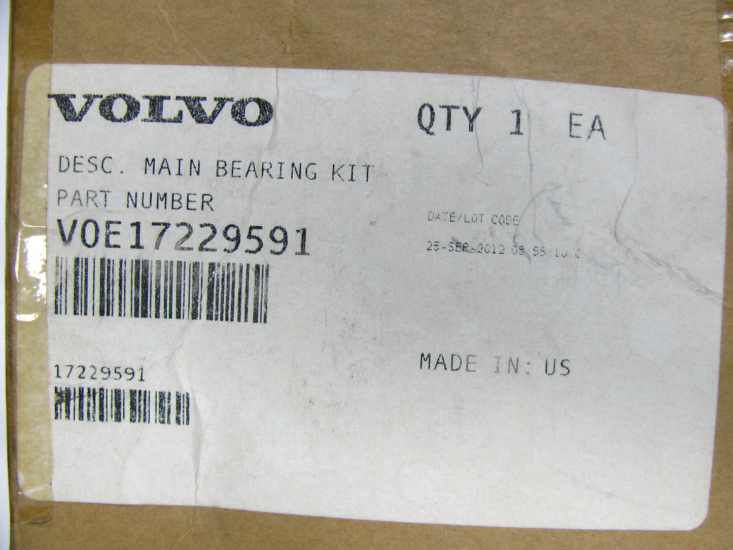 Volvo VOE17229591 Main Bearings Set For Volvo MC60C MCT95C Skid Steer Loader