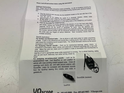 VOscope SS-1000 SoundStik Utrasonic Leak Detector Tool Sound Stik