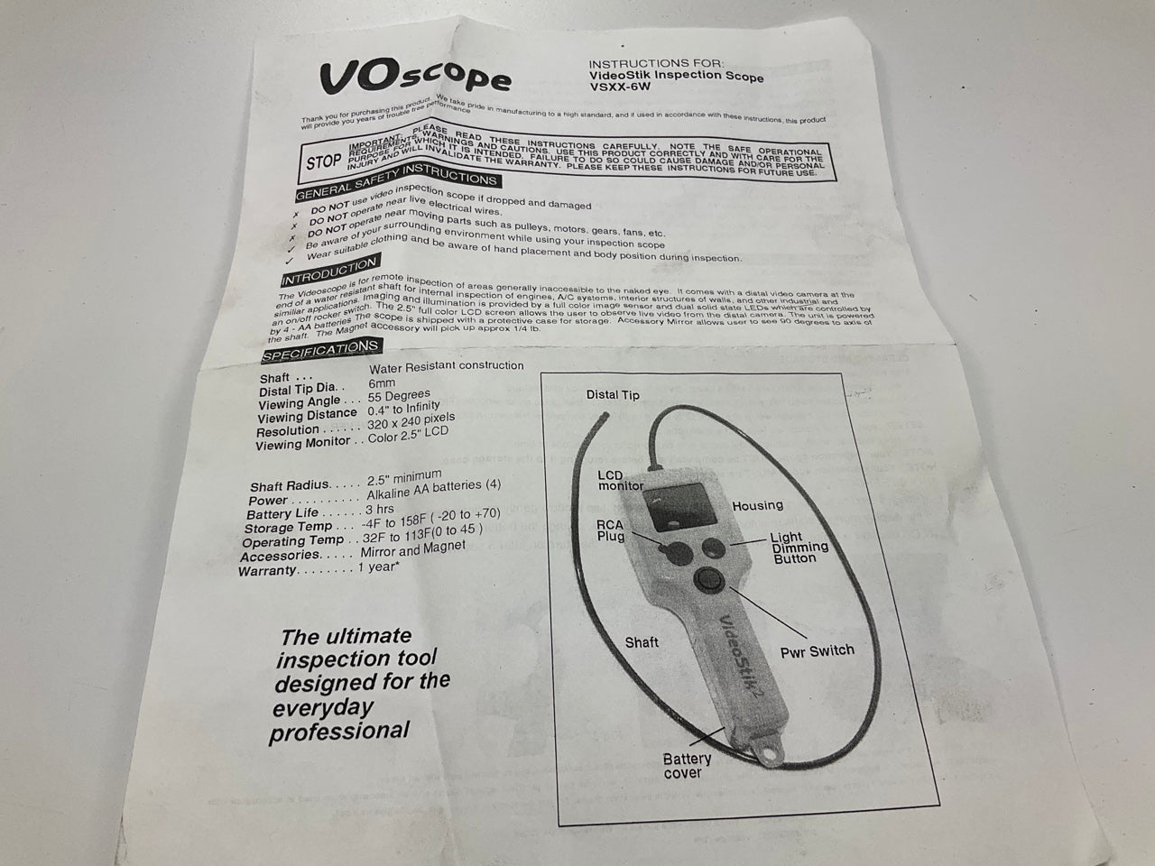 Damaged Grommet VOScope VideoStik - Video Flexible Probe Camera Inspection Scope