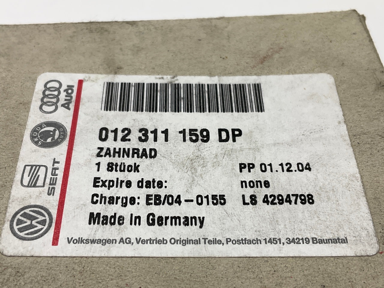 NEW OEM Audi 012311159DP Manual Transmission 5th Gear, Z=32/36