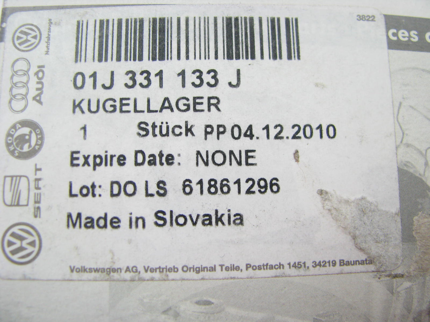 NEW - OEM 01J331133J CVT Output Shaft Bearing For 2002-2005 Audi A4