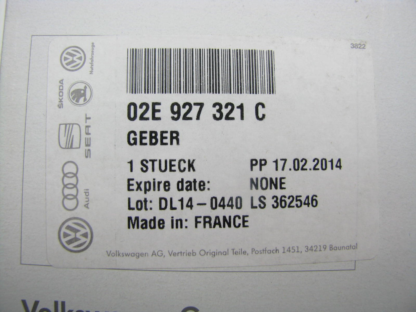 NEW GENUINE Speedometer Impulse Sender Vehicle Speed Sensor OEM VW 02E927321C