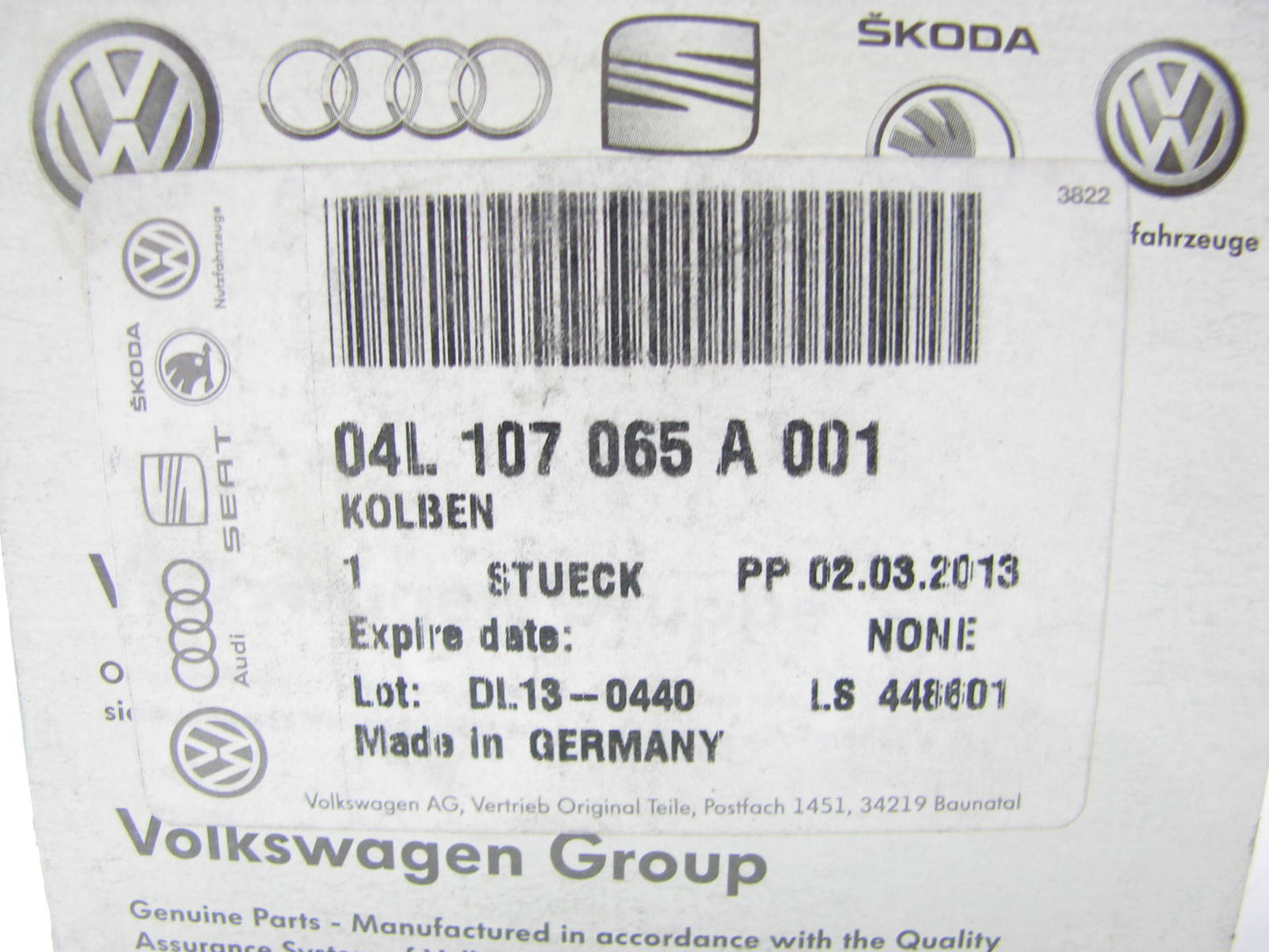 (4) NEW - OEM VW Audi 04L107065A001 Engine Pistons 2015-2016 TDI DIESEL 0.001