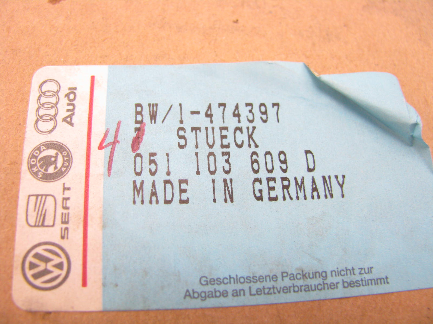 NEW - OEM VW Audi 051103609D Engine Oil Pan Gasket 1990-1993 VW 2.0L