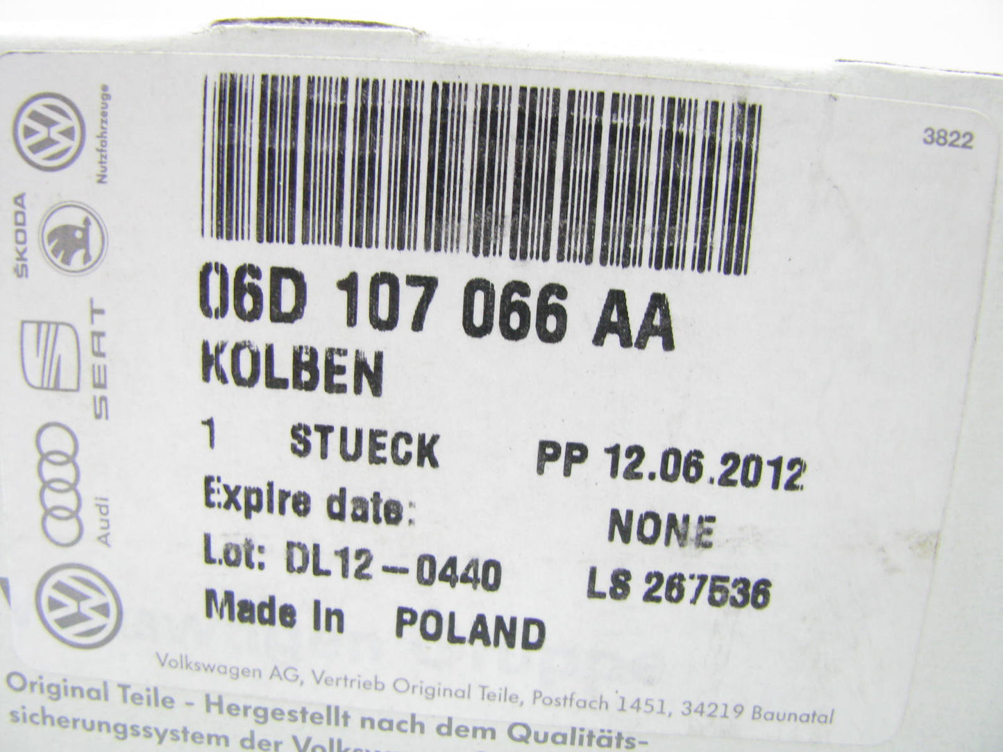NEW - OEM VW Audi 06D107066AA Engine Piston 2006-2009 2.0L-L4 Turbo