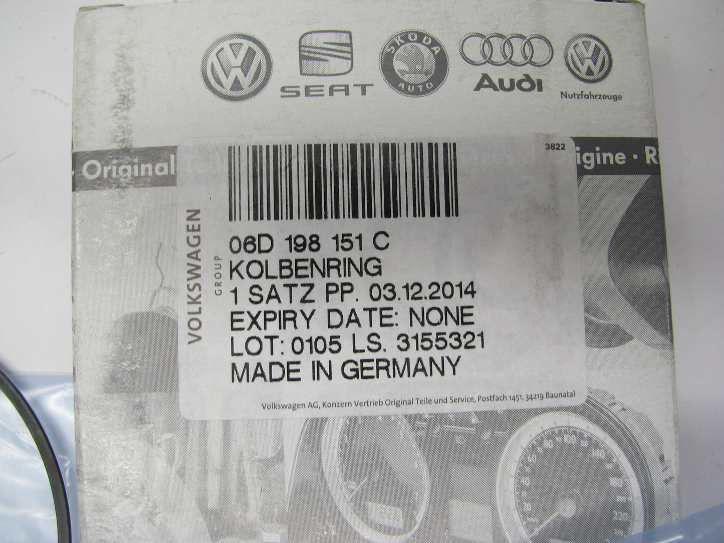 NEW OEM Single Piston Ring Set 06D198151C For 2006-2014 VW 2.5L L5