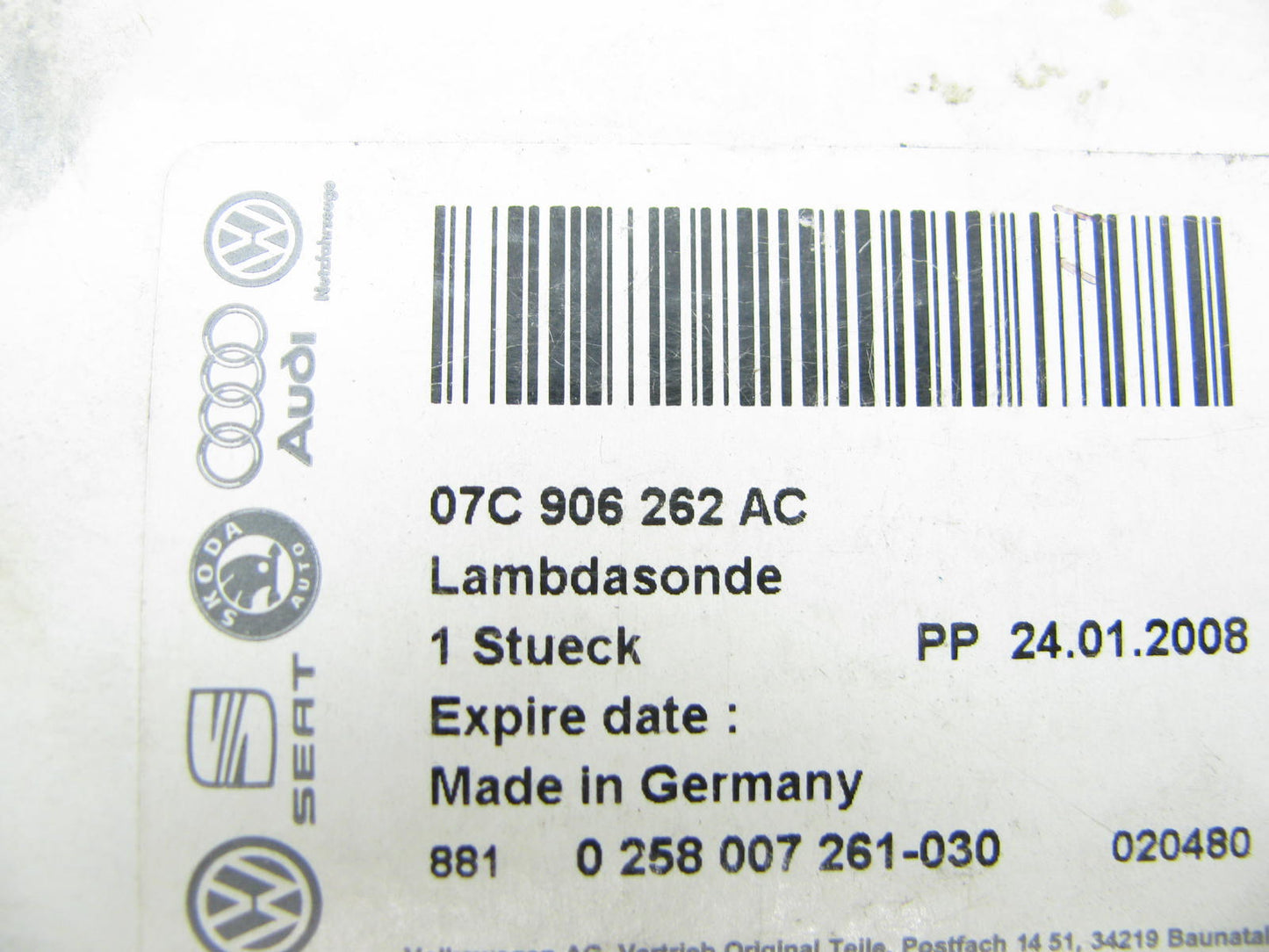 NEW OEM Audi 07C906262AC FRONT Oxygen O2 Sensor  2005 Audi A8 Quattro 6.0L-W12