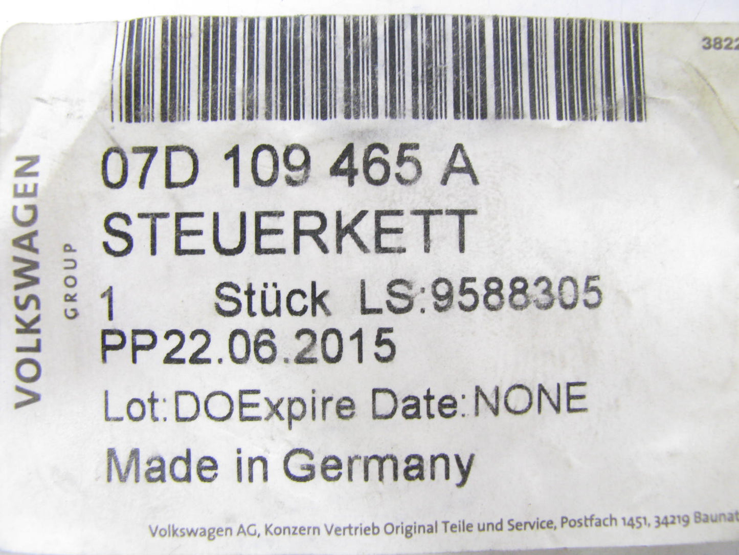 NEW - OEM 07D109465A Lower Engine Timing Chain 2005-14 Audi A8 Quattro 6.0L W12