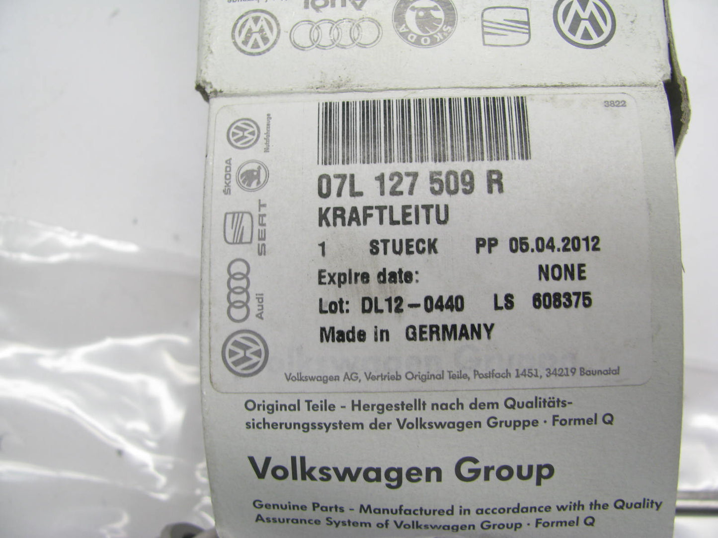 NEW - OEM VW Audi 07L127509R Fuel Line