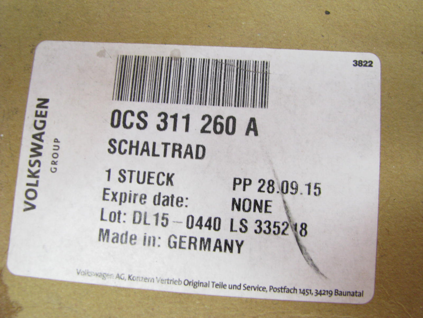 NEW - OEM VW Audi 0CS311260A 6 Speed Manual Transmission Output Shaft 2nd Gear