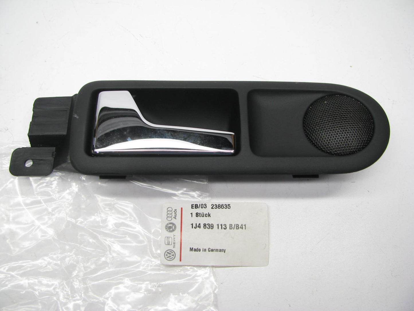 NEW - OEM 1J4839113B-B41 Rear LH Interior Door Handle W/ Tweeter 1999-02 VW Golf