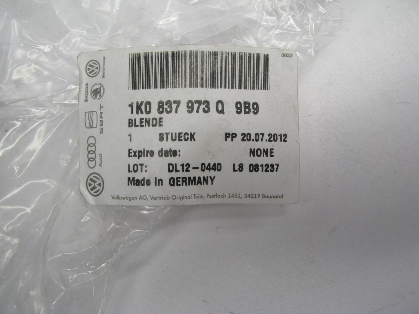 NEW - OEM VW Audi 1K0837973Q-9B9 LH Corner Trim W/ Speaker