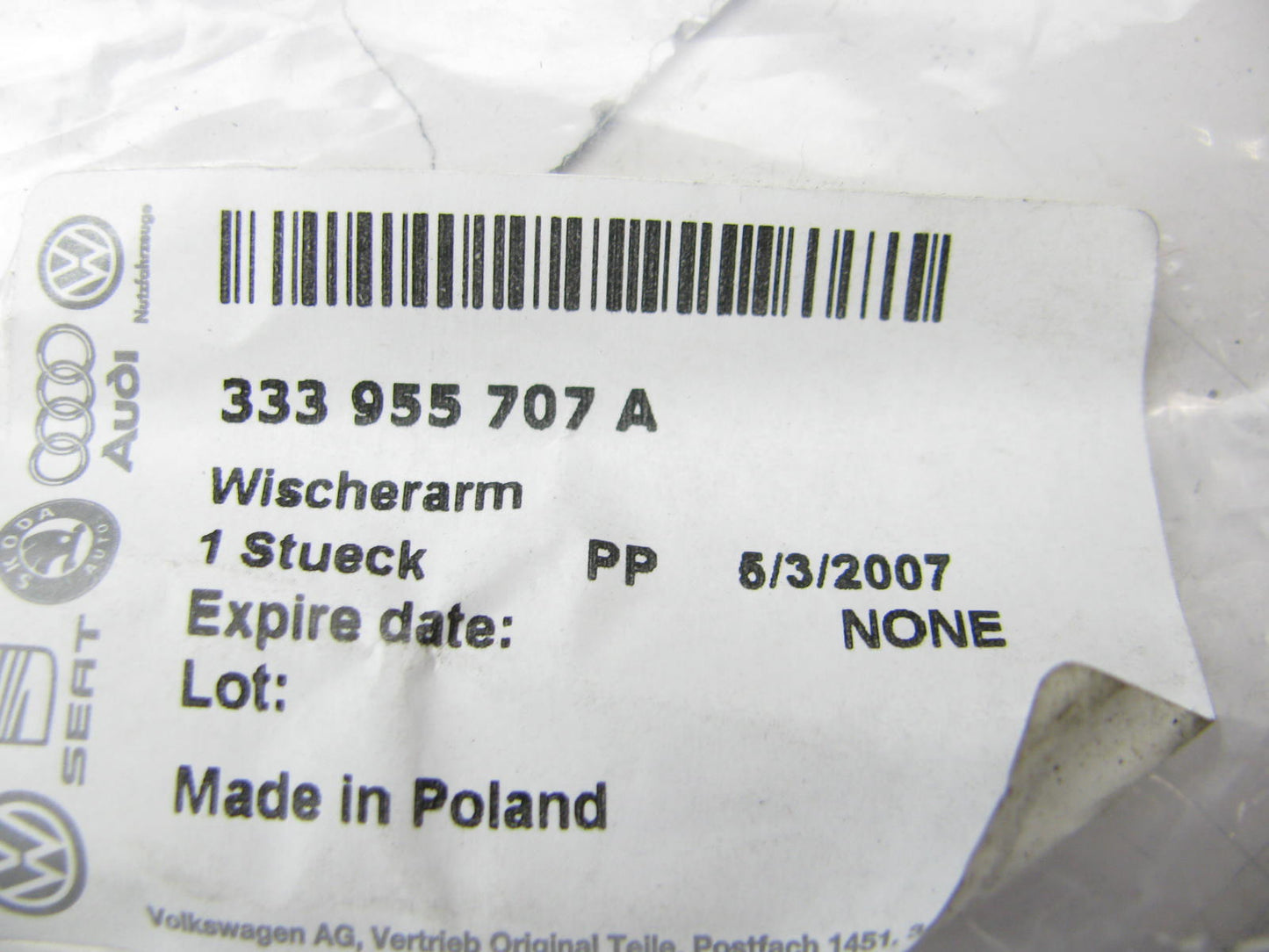 NEW OEM 1990-1997 VW B3 B4 Passat WAGON Rear Windshield Wiper Arm 333955707A