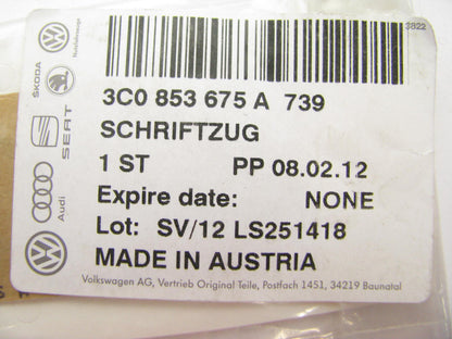 VW Audi OEM 3C0853675A739 Rear Chrome Inscription 2.0FSI 2006-11 Jetta Passat