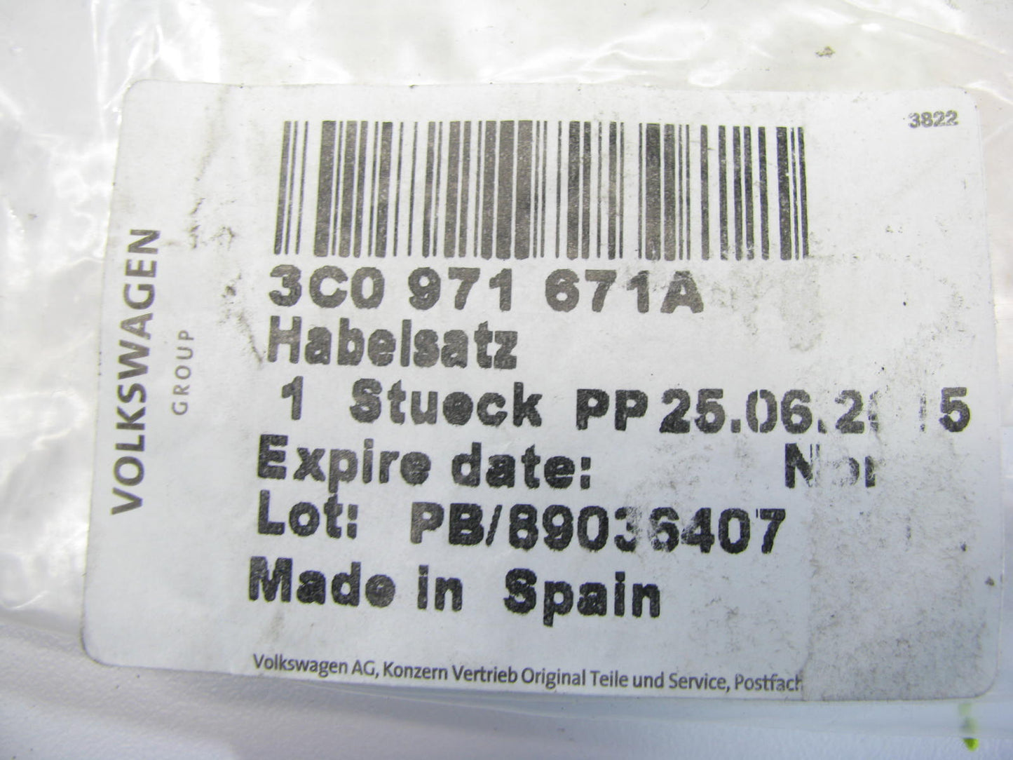 NEW - OEM VW Audi 3C0971671A Headlamp Wiring Harness Left 07-11 Eos 08-10 Passat
