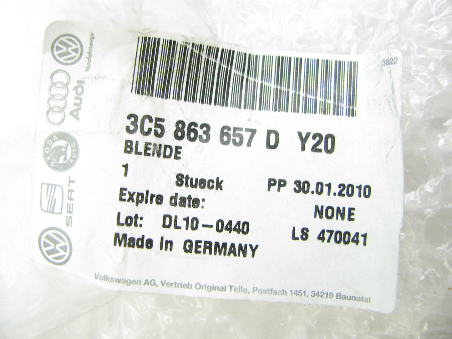 NEW - OEM VW Audi 3C5863657DY20 Rear Left C-Pillar Trim Panel 2006-2010 Passat