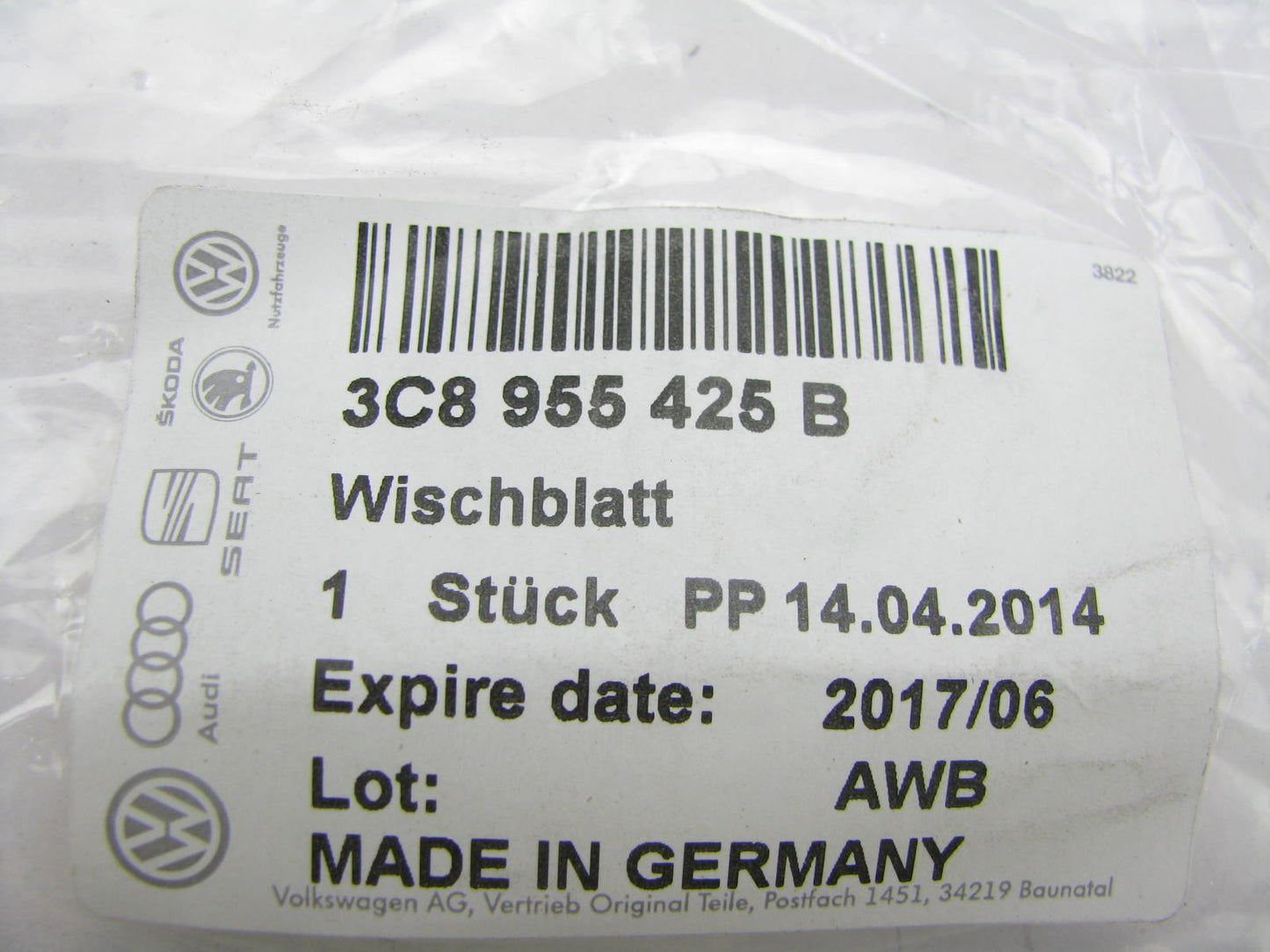 12-15 VW Tiguan, 11-12 CC, Passat CC Genuine OEM VW Left L.H. Wiper Blade