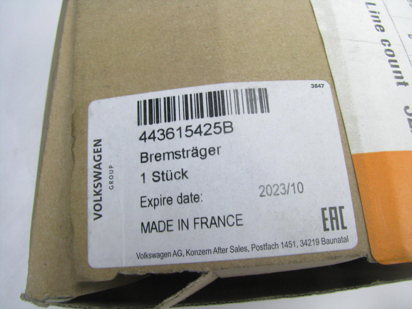 NEW - OEM VW Audi 443615425B Rear Disc Brake Caliper Bracket