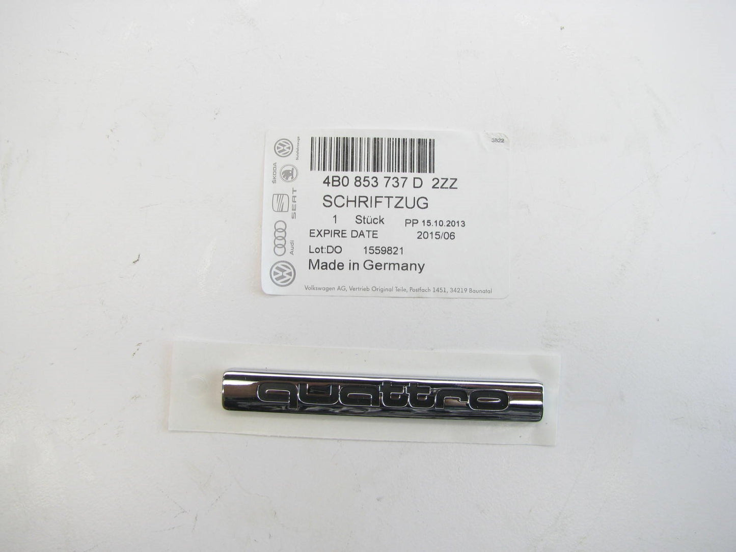 NEW - OEM Lift Tailgate *Quattro* Emblem Badge Nameplate For Audi 4B0853737D2ZZ