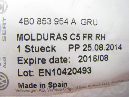NEW Front Right Passengers Side Door Moulding Beltline Seal OEM 4B0853954AGRU