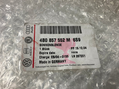 NEW GENUINE  Gray Right Passengers Side Sun Visor OEM Audi 4B0857552M-6S9