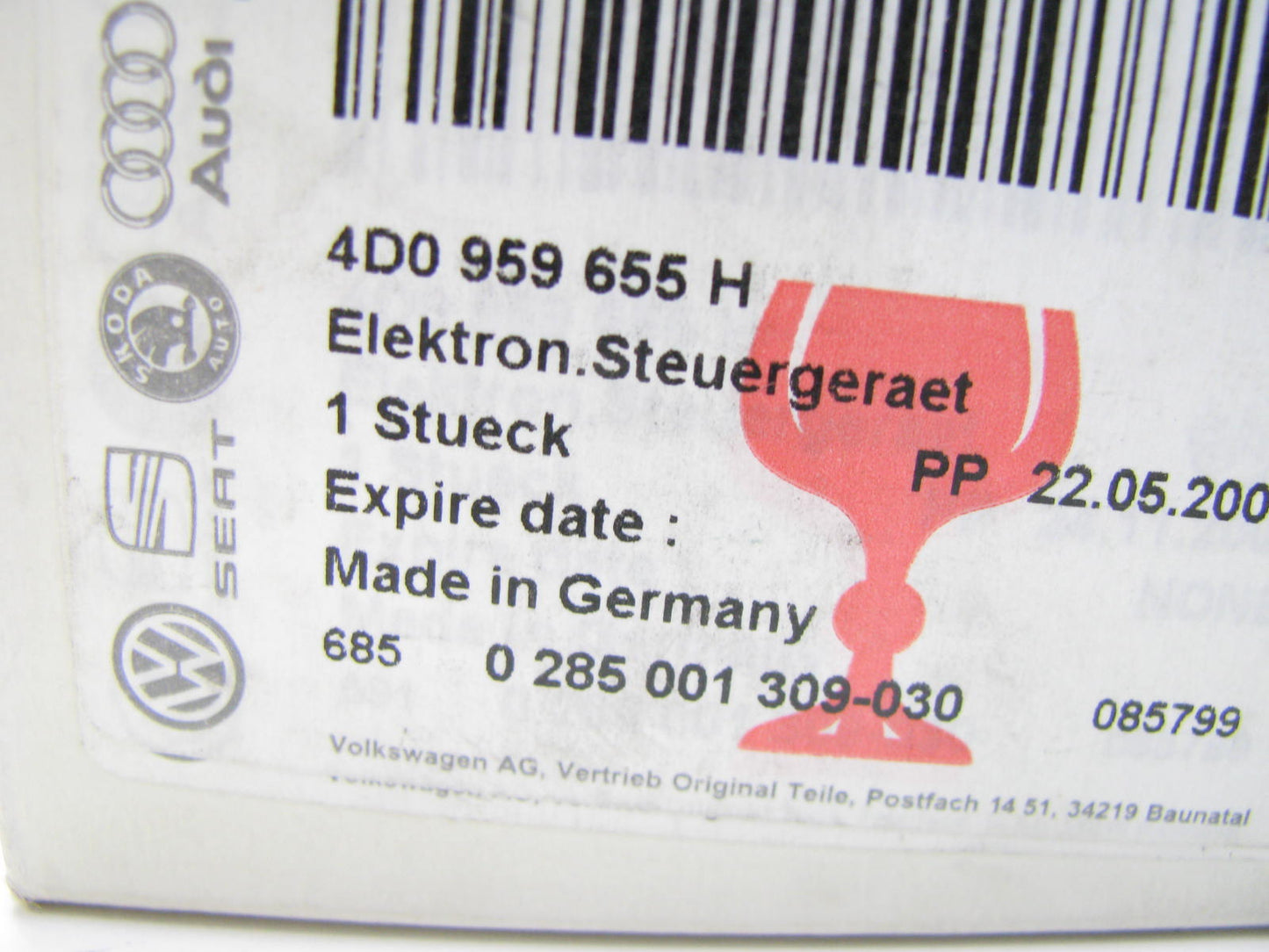 NEW GENUINE OEM VW Audi 4D0959655H SRS Control Module