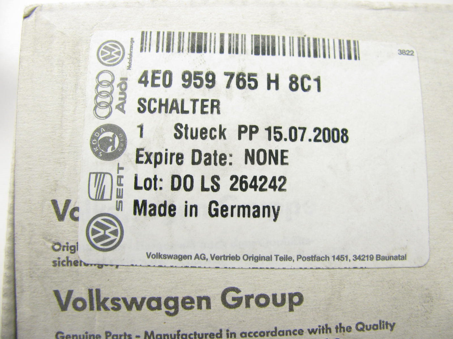 NEW OEM Front Left Side Beige Power Seat Adjust Switch 2004-2009 Audi A8 Quattro