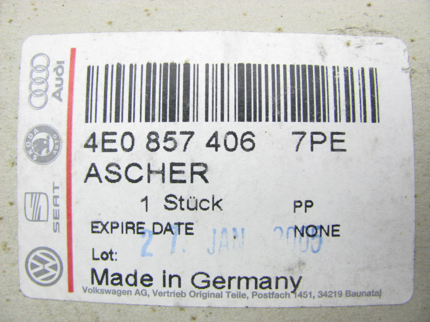 NEW - OEM VW Audi 4E08574067PE Rear Right Door Panel Ashtray 2004-2006 Audi A8