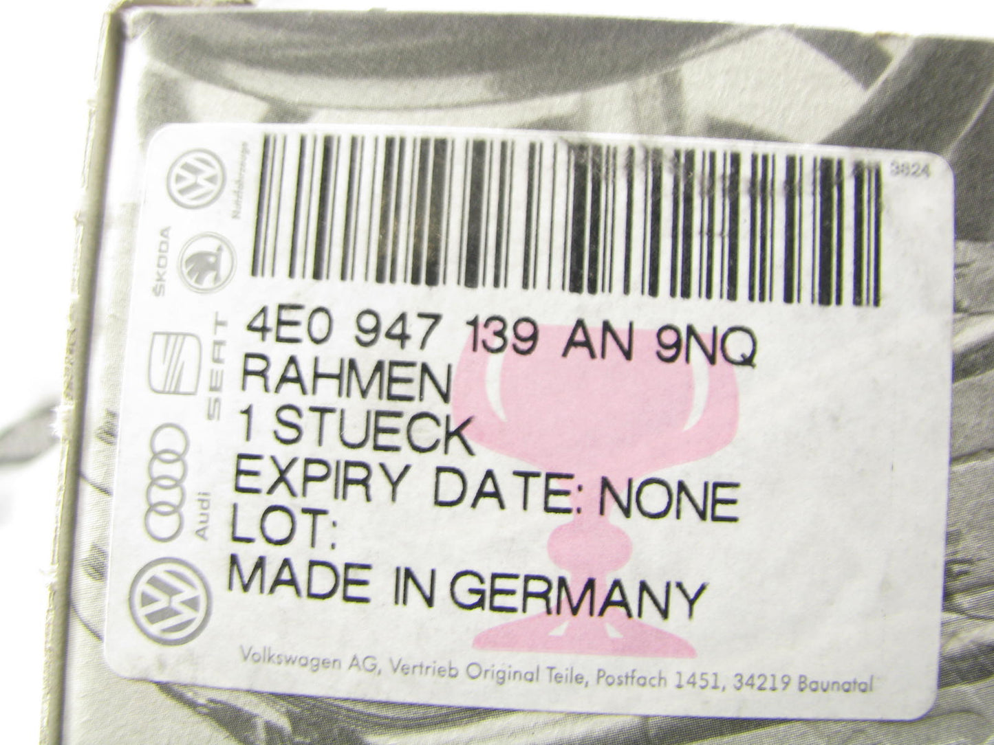 NEW OEM Audi 4E0947139AN9NQ Roof Console Map Light  Switch Trim Bracket GRAY