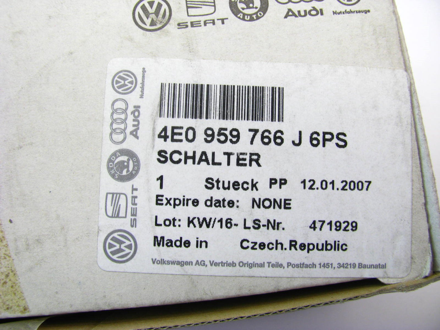 New Genuine Front Right Passenger Seat Track Switch OEM For Audi 4E0959766J 6PS