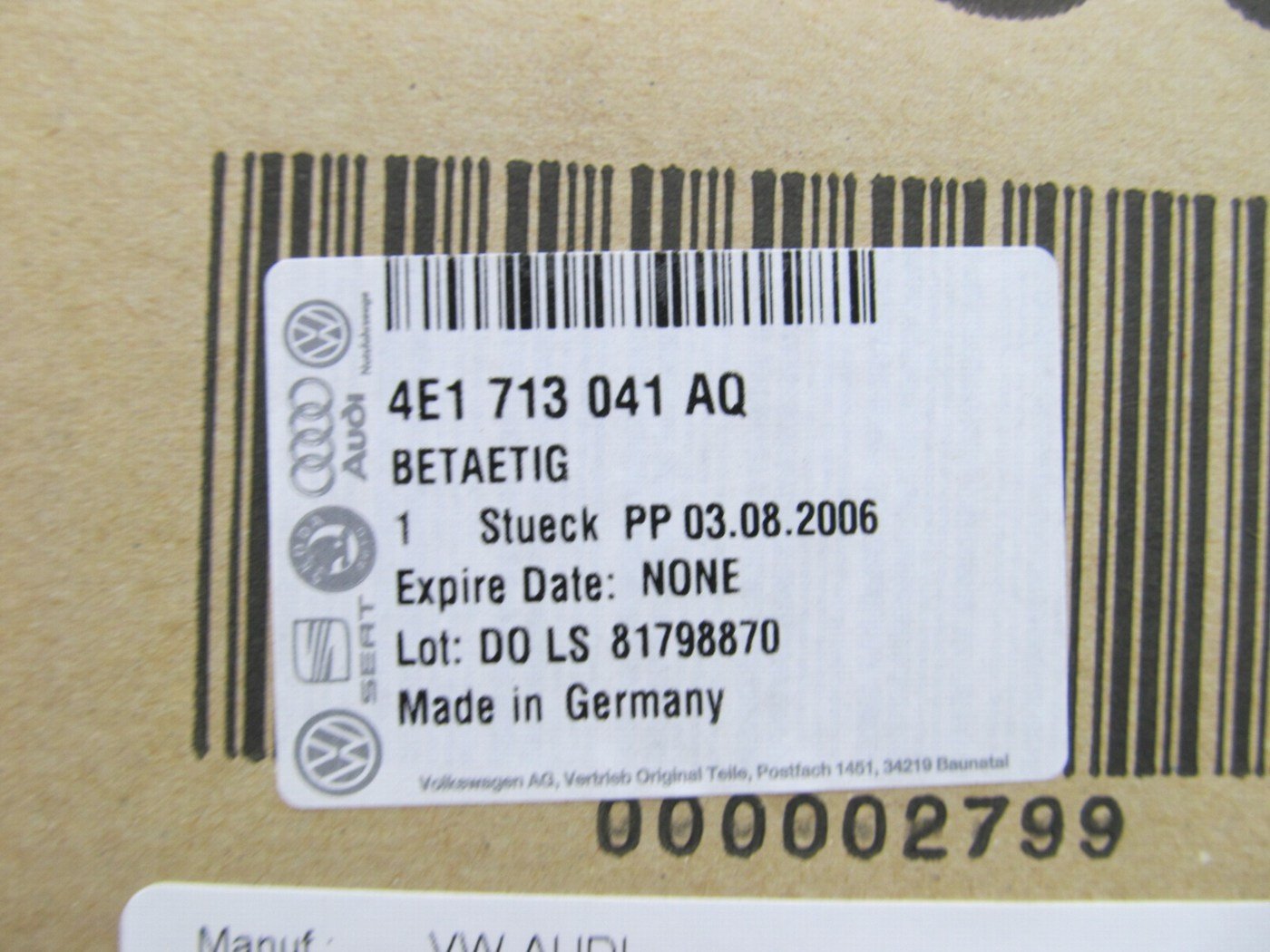 NEW - OEM Audi 4E1713041AQ Automatic Transmission Shfiter Linkage