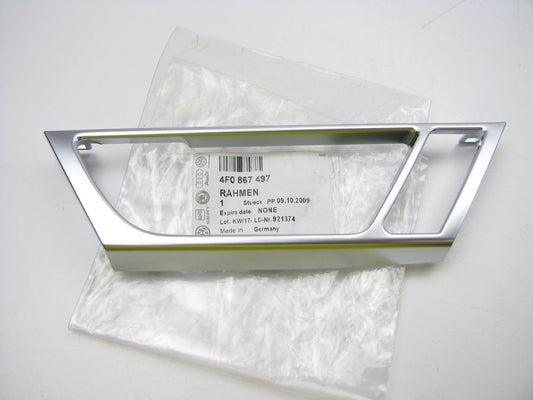 NEW - OEM Audi 4F0867497 Rear Left Door Pull Handle Silver Trim Bezel Frame