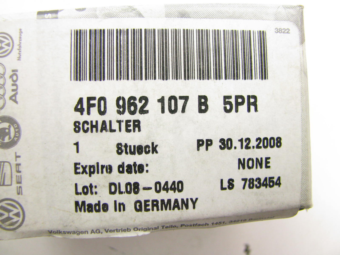 NEW - OEM VW Audi 4F0962107B5PR Rear Left Door Lock Switch 2007-2011 A6 & S6