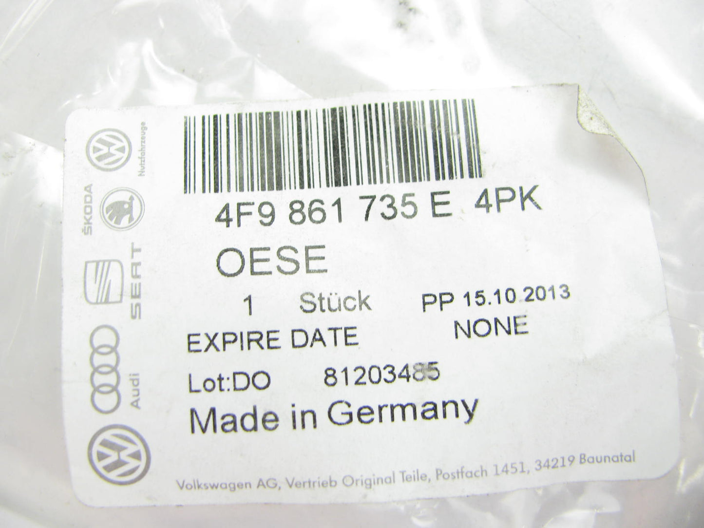 NEW - OEM VW Audi 4F9861735E4PK Rear Left Cargo Net Bracket 2010-2015 Q7