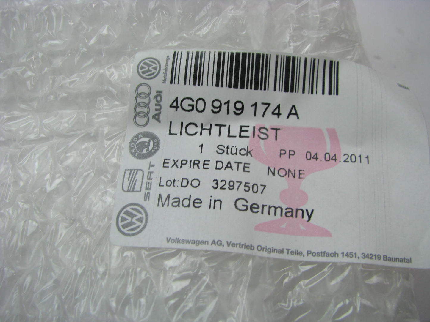 NEW - OEM Genuine Front Right Door Illumination Bar 2012-2017 Audi A6 4G0919174A