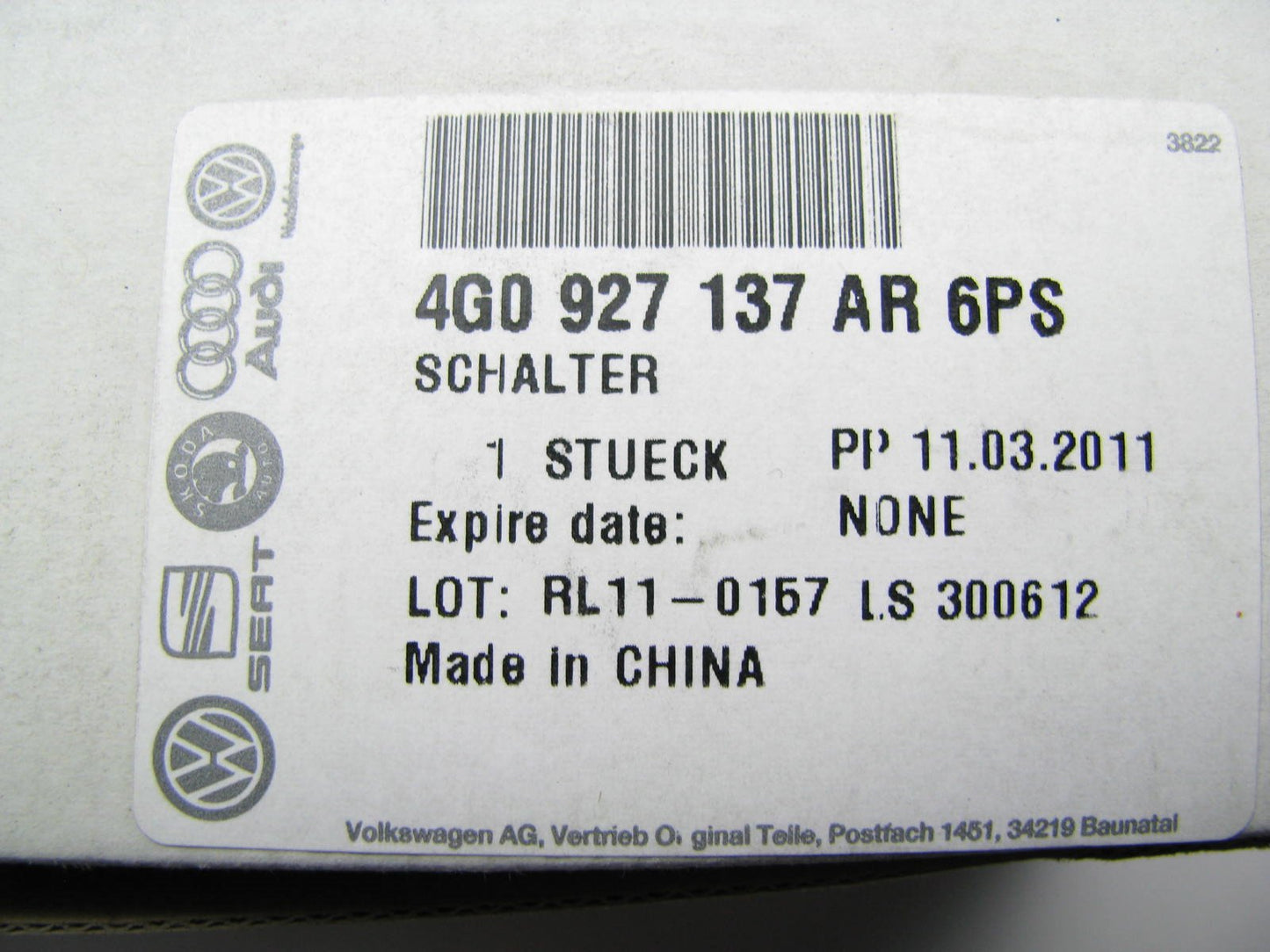 New OEM ABS Anti-lock Brakes Switch For 12-16 Audi A6 4G0927137AR6PS