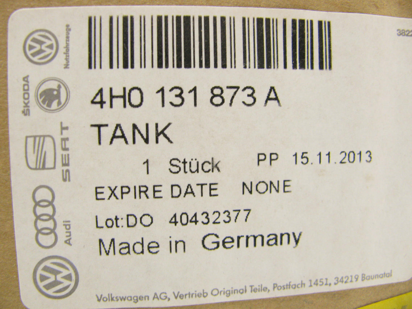NEW ADBLUE Reduction Agent Tank 4H0131873A For 2015-2017 Audi A8 / S8