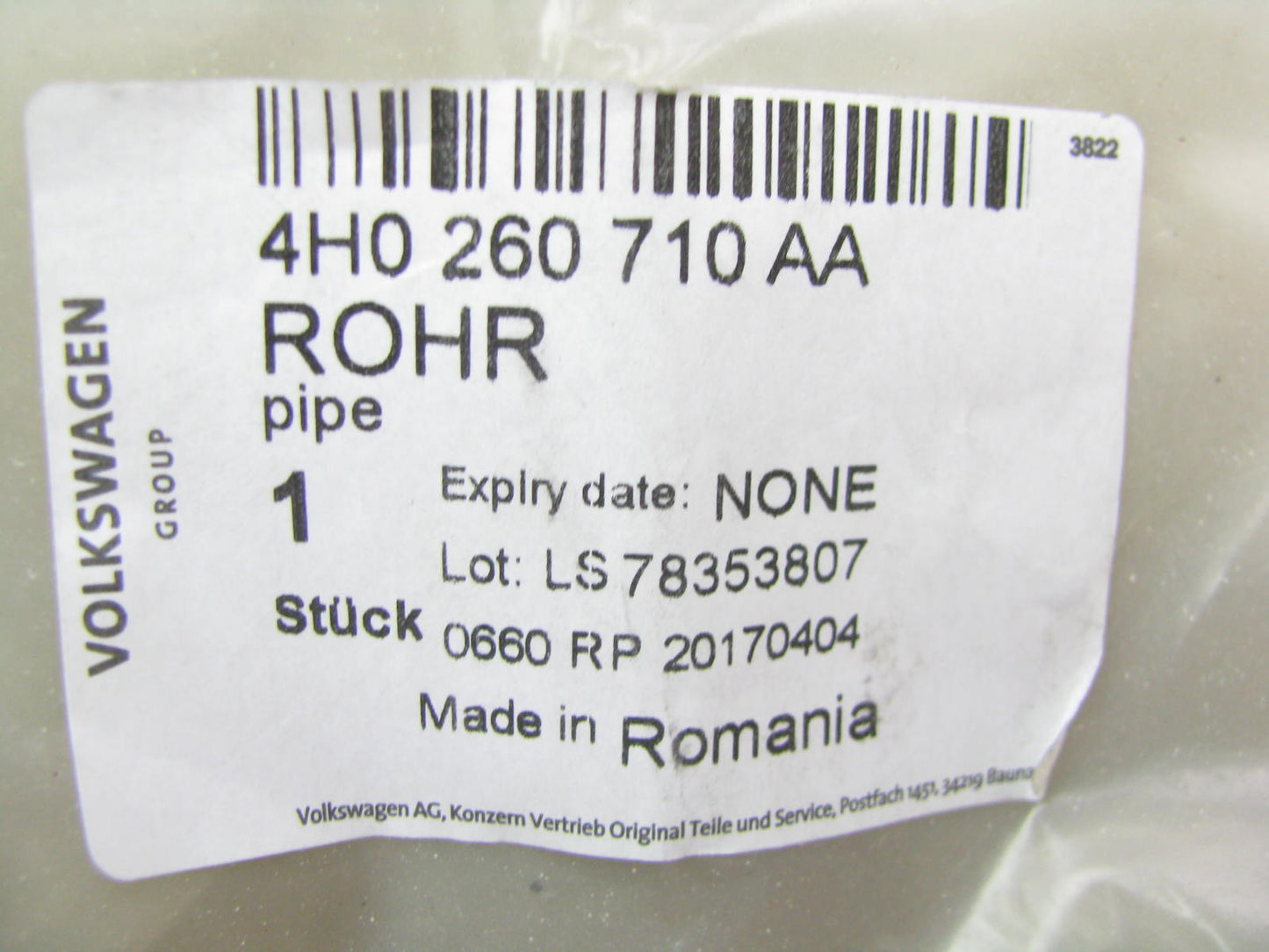 NEW - OEM VW Audi 4H0260710AA A/C Refrigerant Liquid Hose 2014-16 A8 Quattro TDI