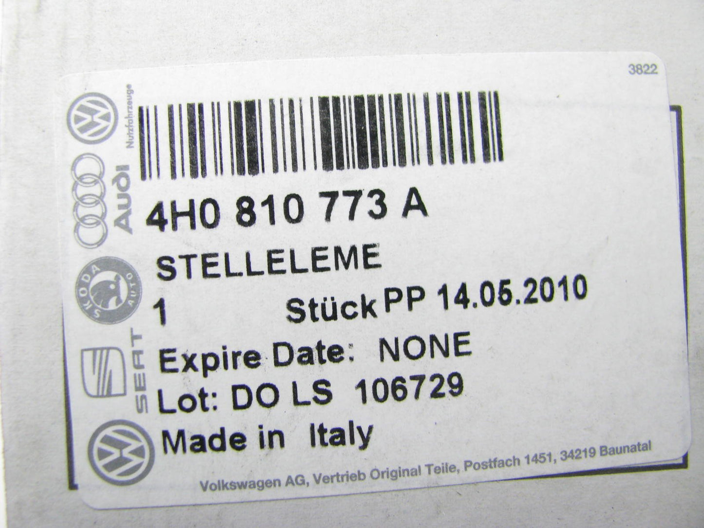 NEW GENUINE OEM Fuel Filler Door Lock Actuator Audi 4H0810773A