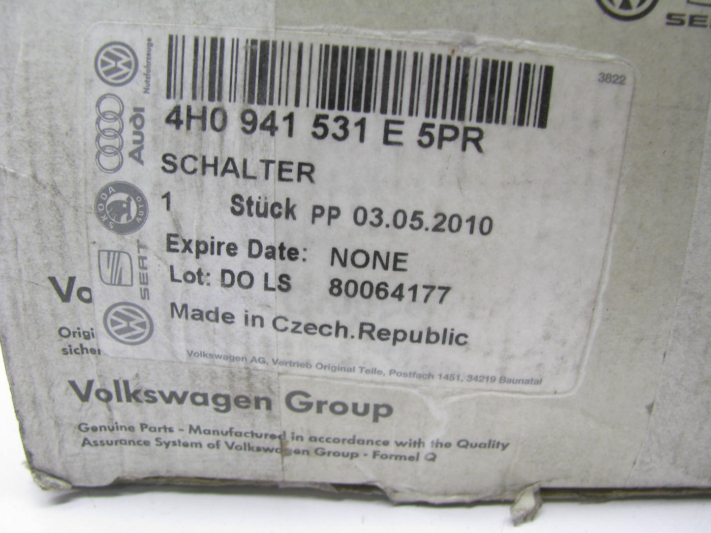 NEW - OEM VW Audi 4H0941531E5PR Headlight Headlamp Switch For 2011-2018 A8, S8