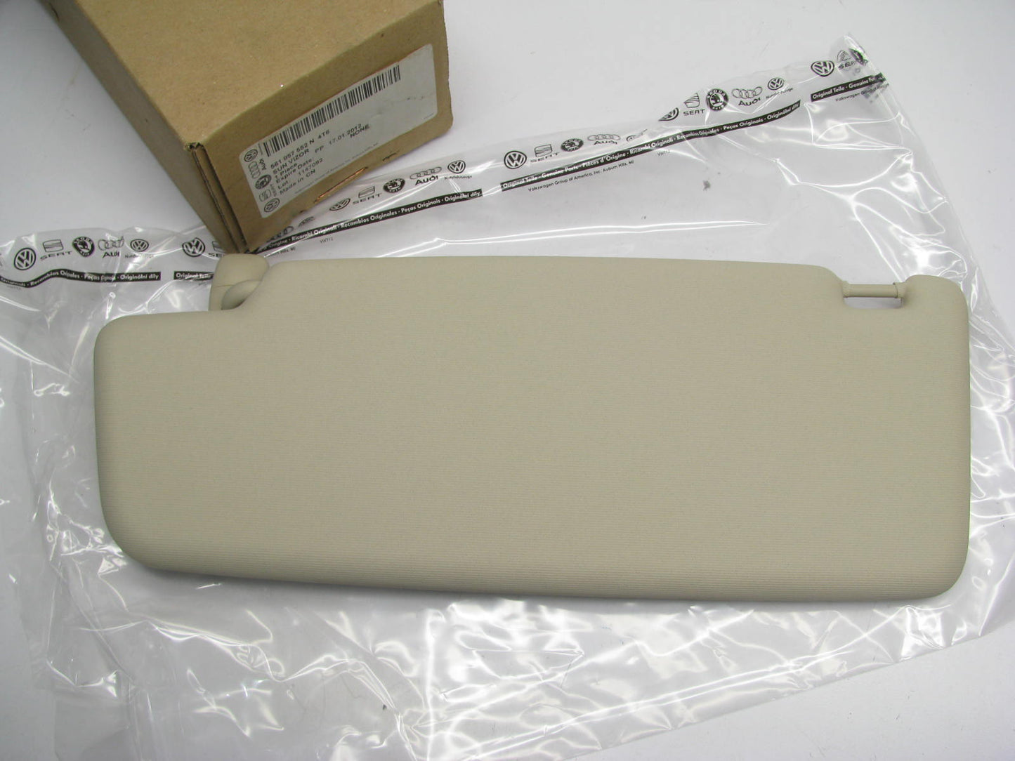 NEW - OEM Right Passenger Sunvisor, Tan - 2012-2016 VW Passat 561857552N-4T6