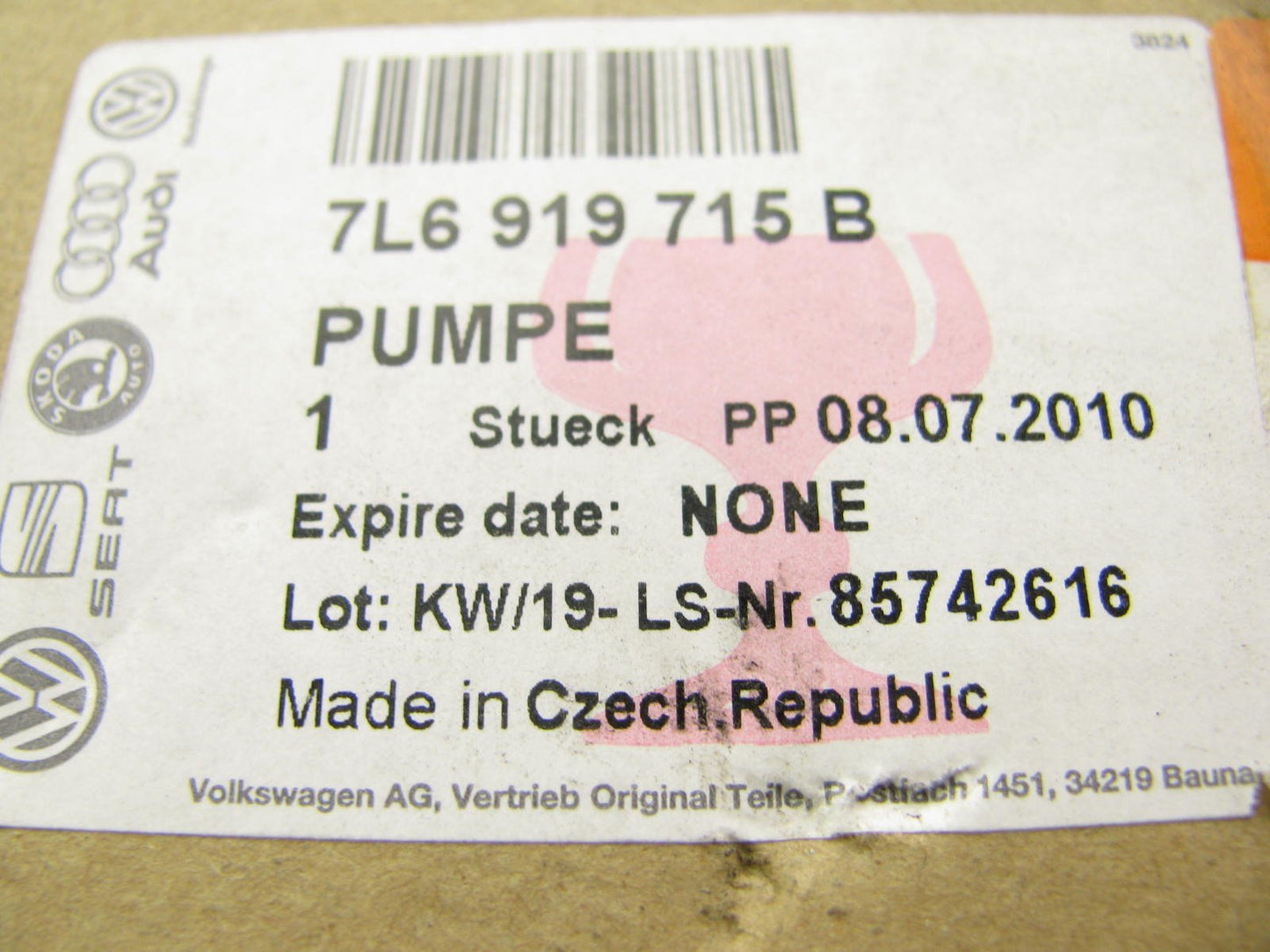 NEW - OEM GENUINE Gas Fuel Pump Suction Hose Line 2003-2010 Touareg 7L6919715B