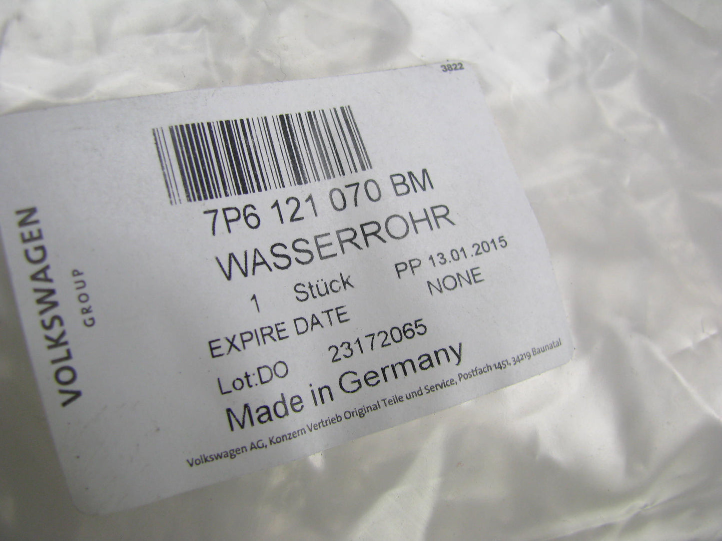 NEW OEM VW 7P6121070BM Water Supply Coolant Hose For 10-18 VW Passat DIESEL 3.0L