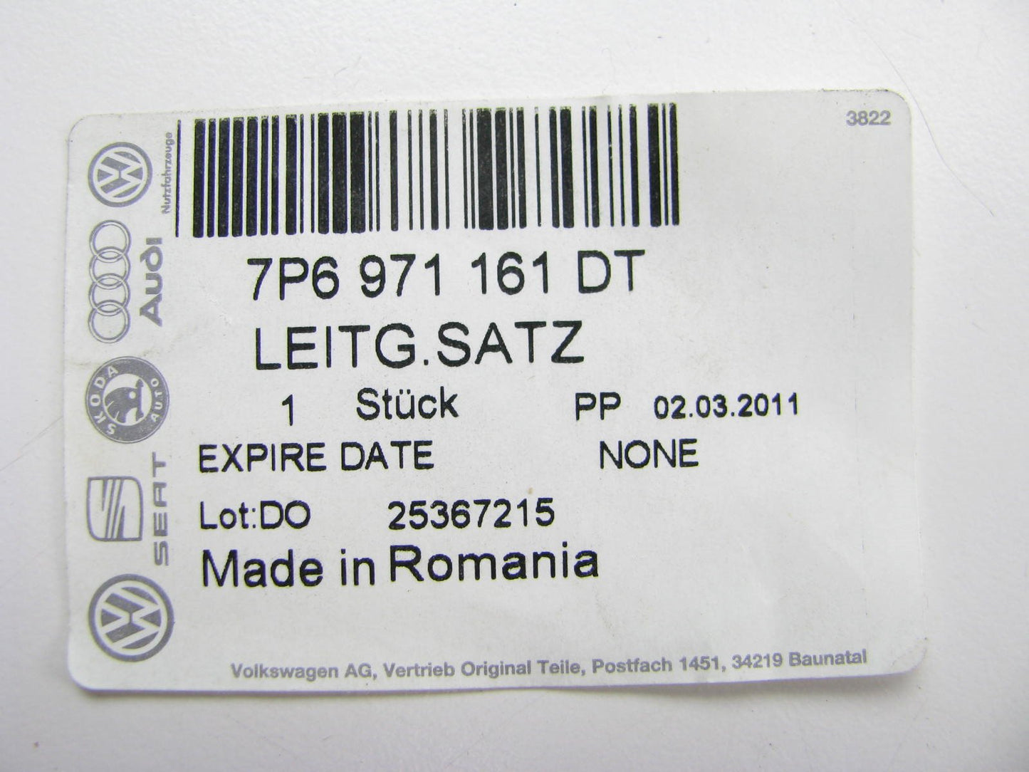 New Genuine Front Or Rear Door Wire Harness OEM 11-12 Touareg 7P6971161DT