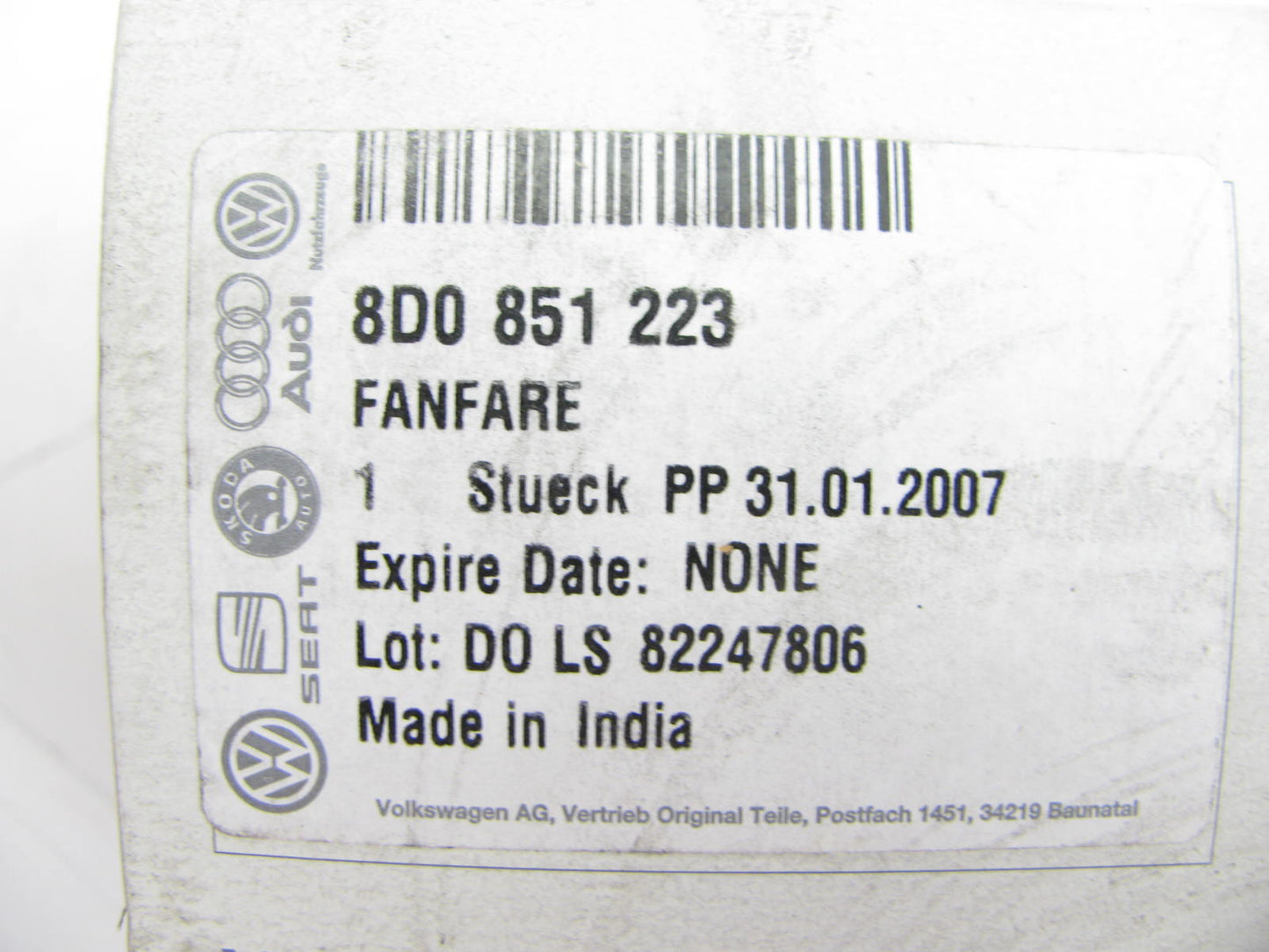 New OEM High Note Horn Audi 8D0851223 1997-01 A4 2000-04 A6, Klaxon TR90