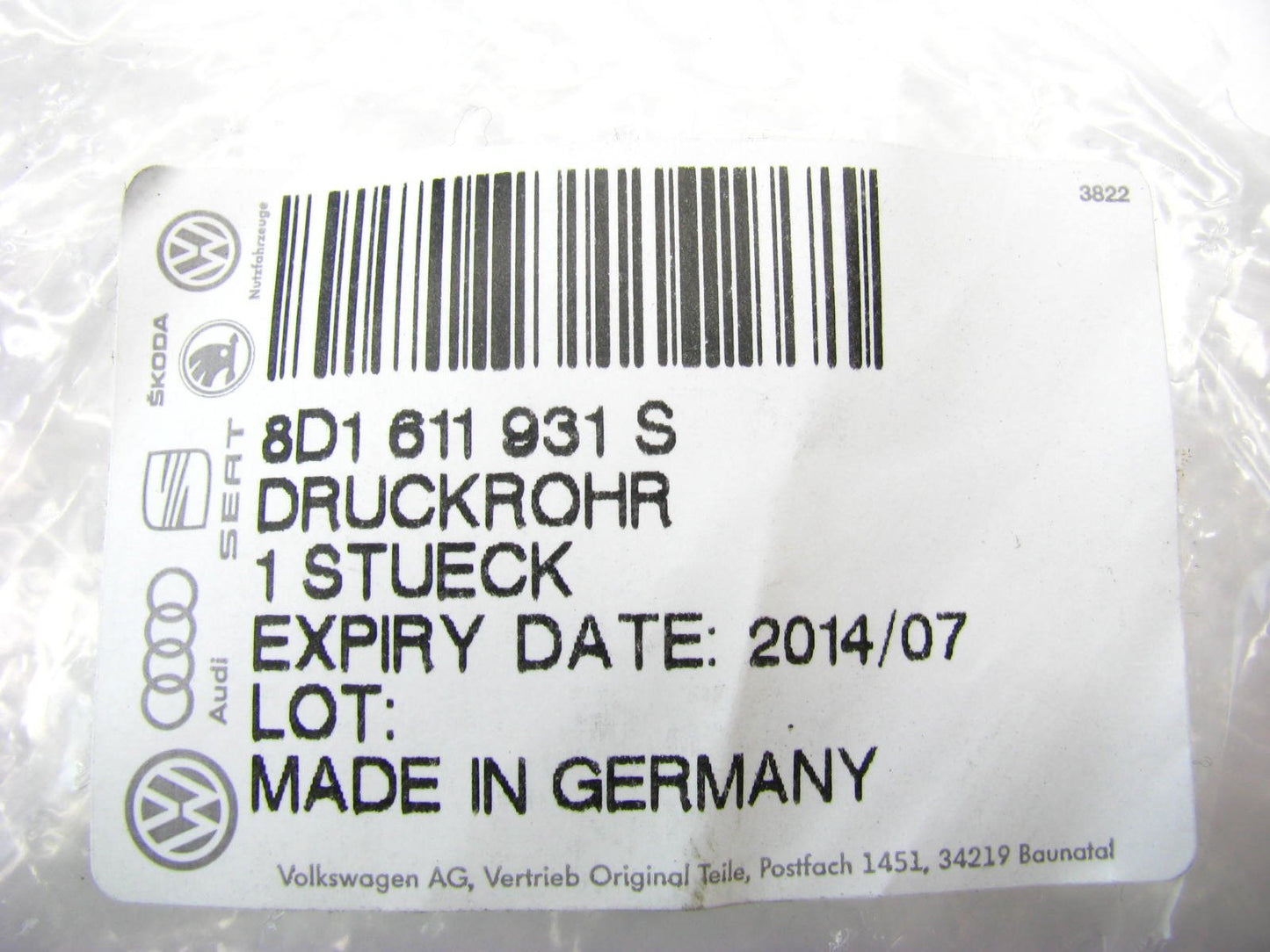 NEW GENUINE OEM Brake Vacuum Hose Check Valve 1996-1998 Audi A4, S4 MANUAL TRANS