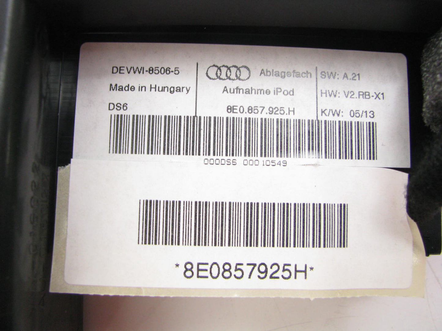 NEW - OEM VW Audi 8E0857925H6PS Instrument Panel Glove Box Storage Compartment