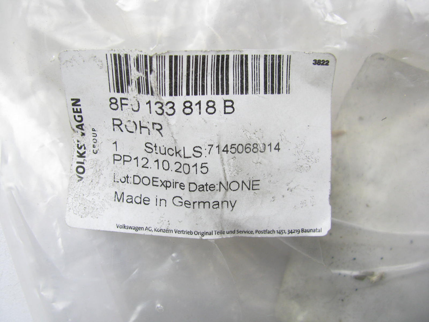 NEW Audi 8F0133818B RIGHT Secondary Air Injection Pump Hose Tube 13-15 RS5 4.2L